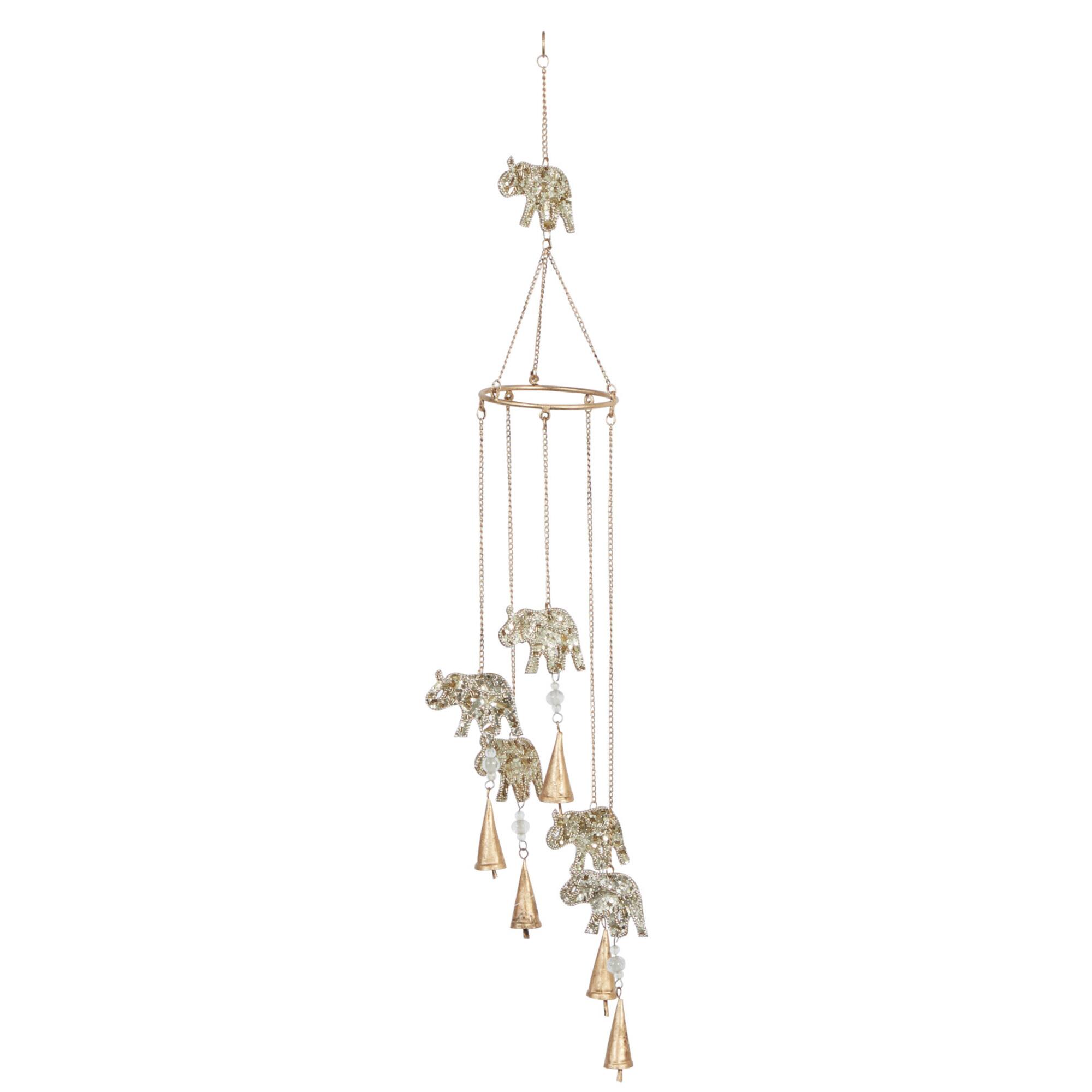 39" Gold Metal Elephant Eclectic Windchime